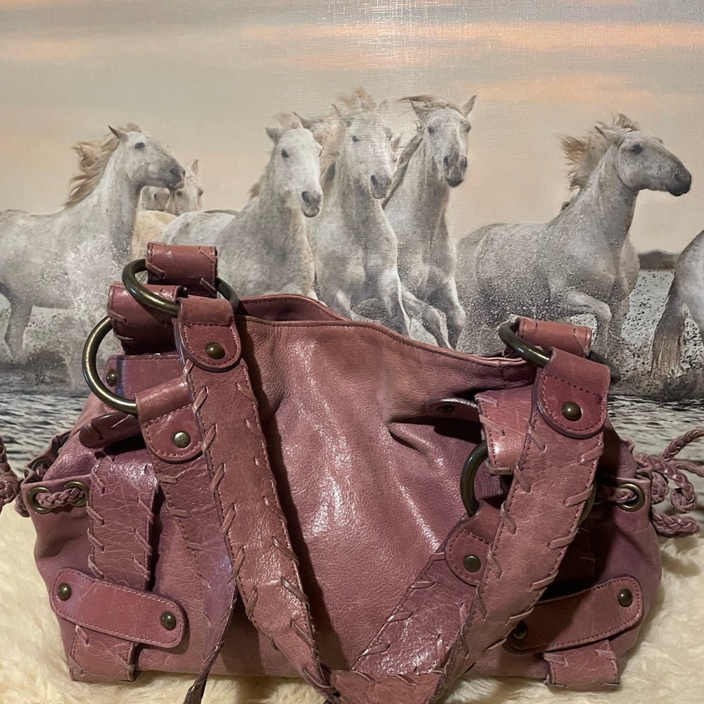 Danier purple distressed leather bag